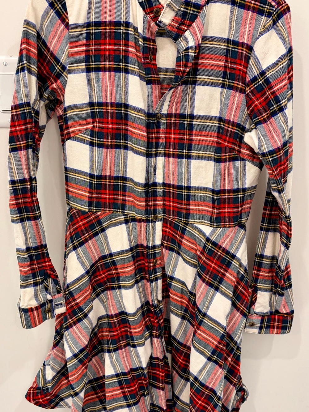 Kiel James Patrick Red, White & Navy Plaid Button-Front Flannel Shirt Dress